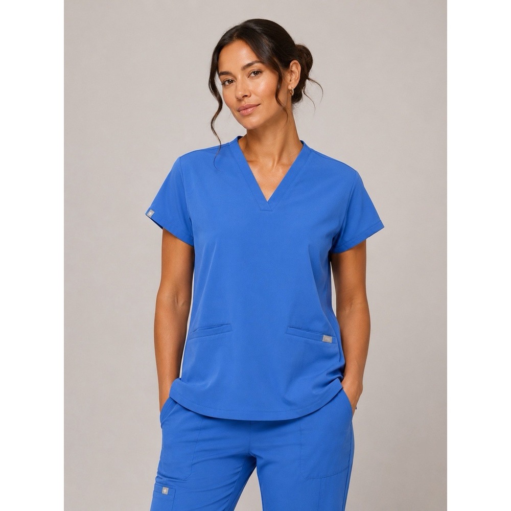 FIGS Scrub Top Womens Small Blue V Neck Medical Nurse Uniform FW1100
